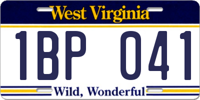 WV license plate 1BP041