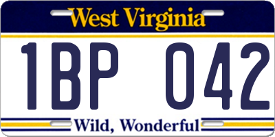 WV license plate 1BP042