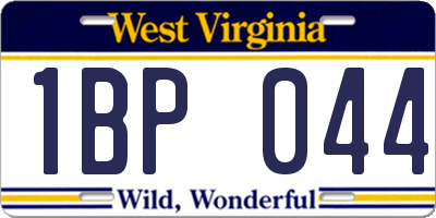 WV license plate 1BP044