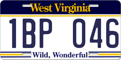 WV license plate 1BP046