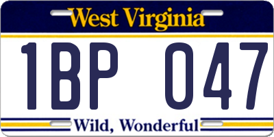 WV license plate 1BP047