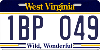 WV license plate 1BP049