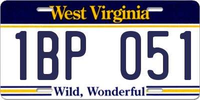 WV license plate 1BP051