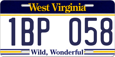WV license plate 1BP058