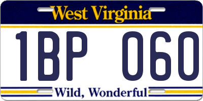 WV license plate 1BP060