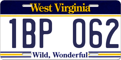 WV license plate 1BP062