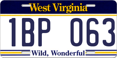 WV license plate 1BP063