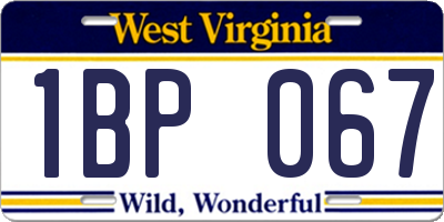 WV license plate 1BP067