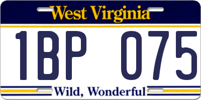 WV license plate 1BP075