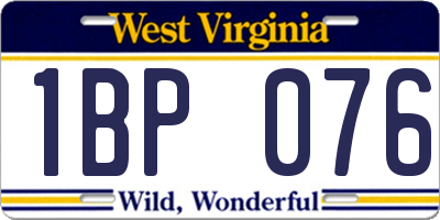WV license plate 1BP076