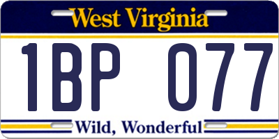 WV license plate 1BP077