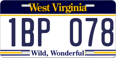 WV license plate 1BP078