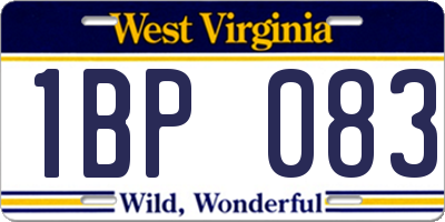 WV license plate 1BP083