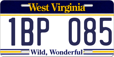 WV license plate 1BP085