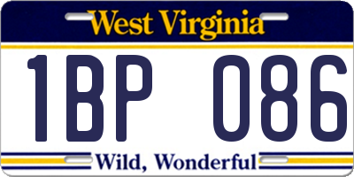 WV license plate 1BP086