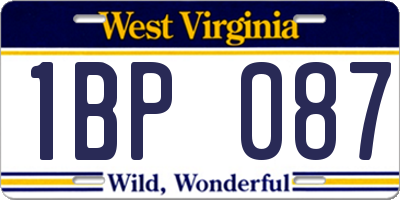 WV license plate 1BP087