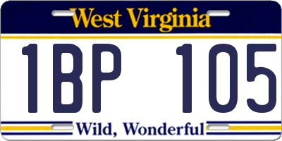 WV license plate 1BP105