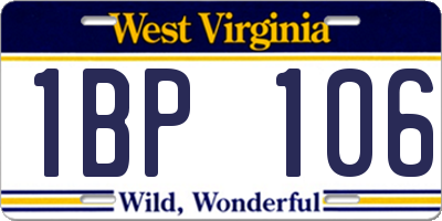 WV license plate 1BP106