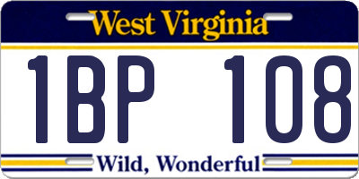 WV license plate 1BP108