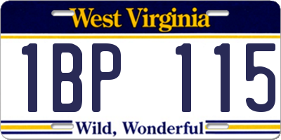 WV license plate 1BP115