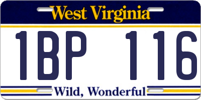 WV license plate 1BP116