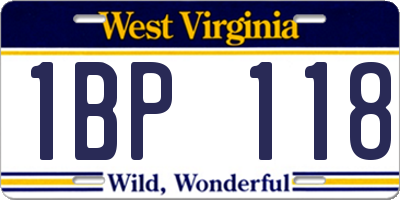 WV license plate 1BP118