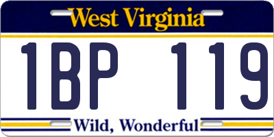 WV license plate 1BP119