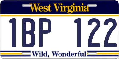 WV license plate 1BP122