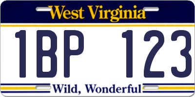 WV license plate 1BP123