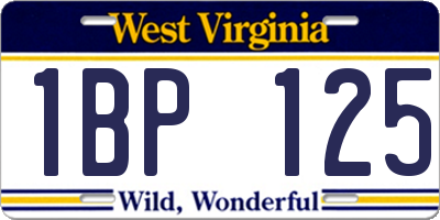 WV license plate 1BP125