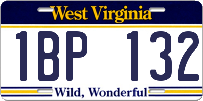 WV license plate 1BP132