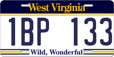 WV license plate 1BP133