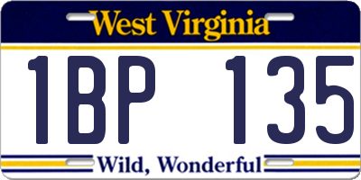 WV license plate 1BP135