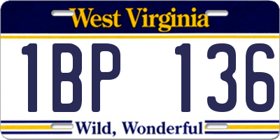 WV license plate 1BP136