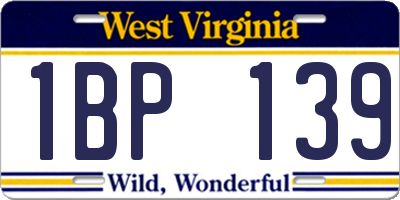 WV license plate 1BP139