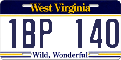WV license plate 1BP140