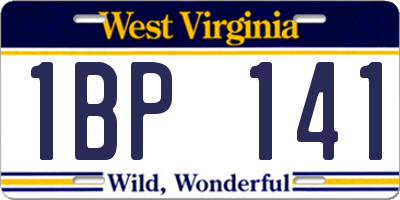 WV license plate 1BP141