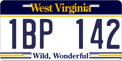 WV license plate 1BP142