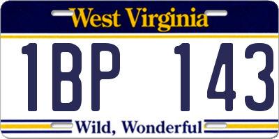 WV license plate 1BP143