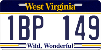 WV license plate 1BP149