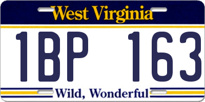 WV license plate 1BP163