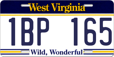 WV license plate 1BP165