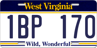 WV license plate 1BP170