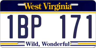 WV license plate 1BP171