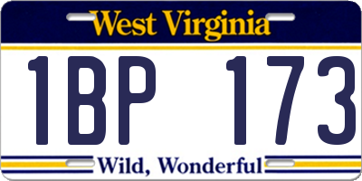 WV license plate 1BP173