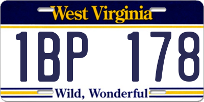 WV license plate 1BP178