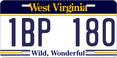 WV license plate 1BP180