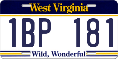 WV license plate 1BP181