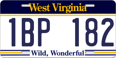 WV license plate 1BP182