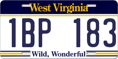 WV license plate 1BP183